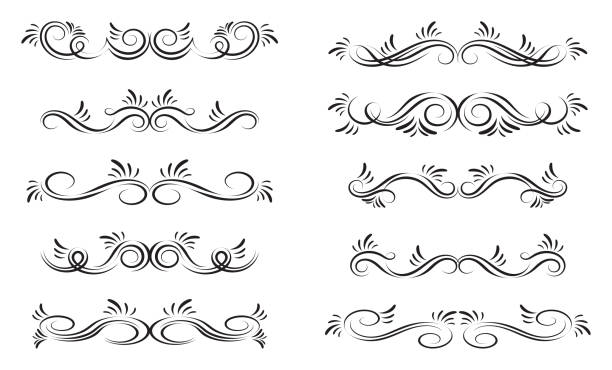 набор или коллекция векторной филиграни процветает для дизайна - иллюстрация - flourishes tattoo scroll ornate stock illustrations