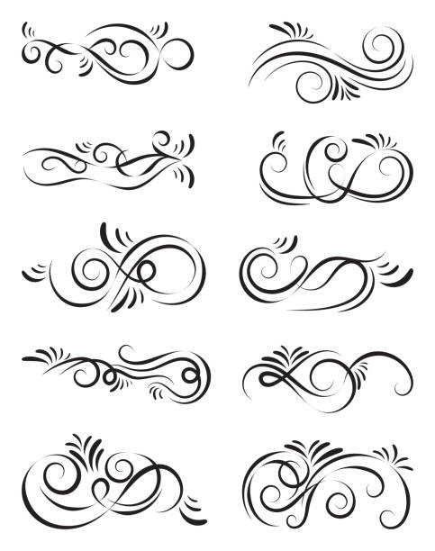 illustrazioni stock, clip art, cartoni animati e icone di tendenza di vortice - illustrazione - flourishes tattoo scroll ornate