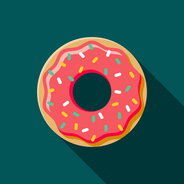 도넛 플랫 디자인 커피 & 티 아이콘 - donut stock illustrations