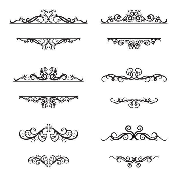 illustrazioni stock, clip art, cartoni animati e icone di tendenza di illustrazione vettoriale vorticosa. - flourishes tattoo scroll ornate