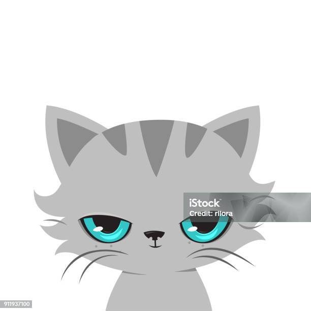 Angry Cat Cartoon Cute Grumpy Cat Vector Stock Illustration - Download Image Now - Anger, Animal, Art