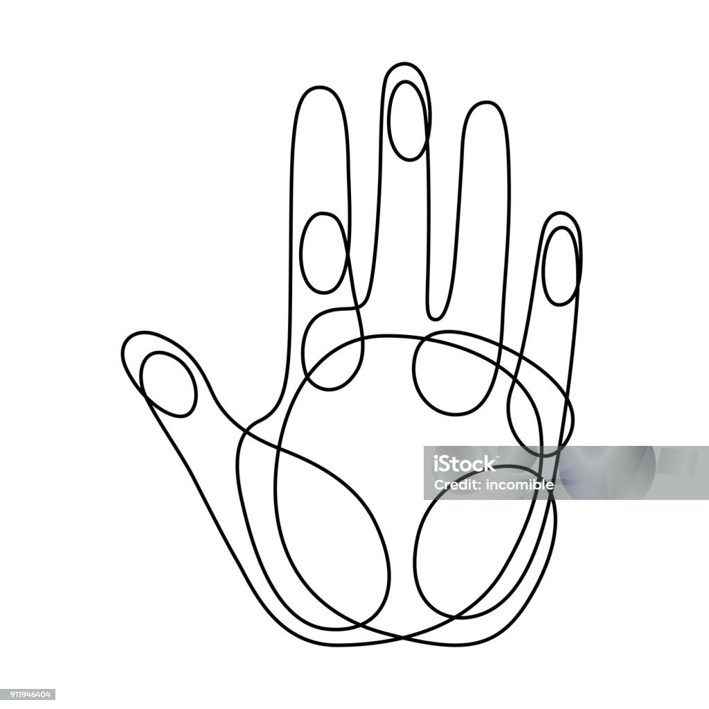 Endless line art illustration of hand. Continuous black outline drawing on white background Endless line art illustration of hand. Continuous black outline drawing on white background. Hand stock vector