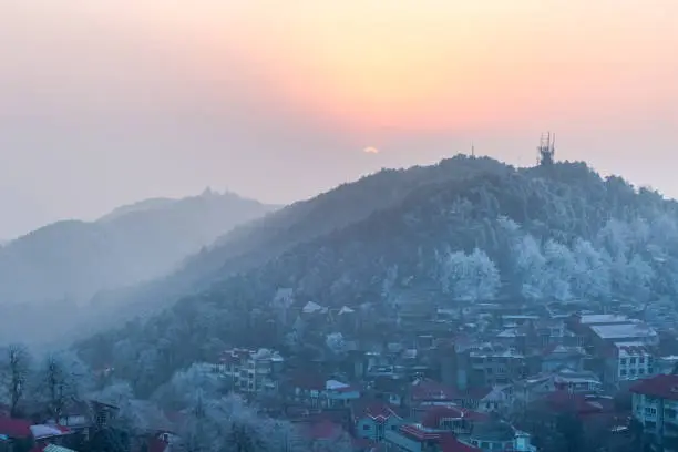 Photo of mount lushan in sunset