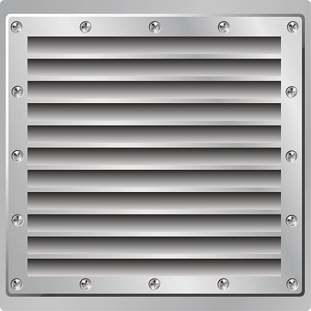 A front on view of a metal air vent vector art illustration