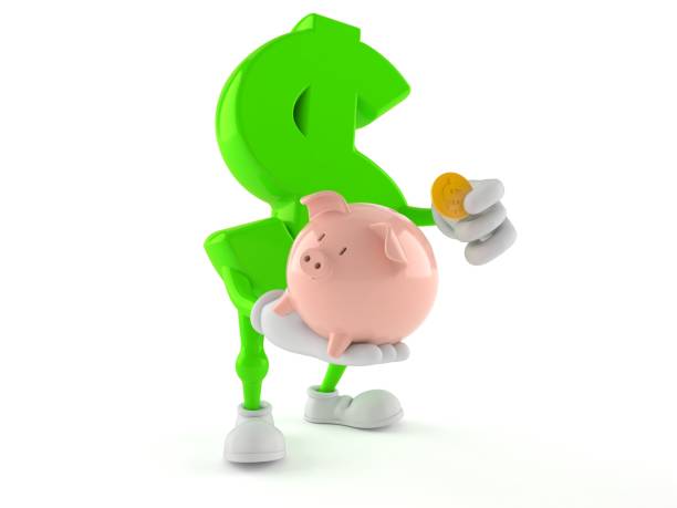istock Dollar character holding piggy bank 911963520