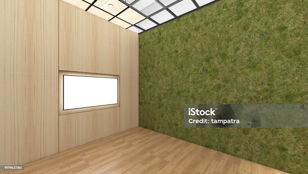 Empty Rendered Room Modern Empty Room 3d Render Interior Design Mock Up Stock Photo ...