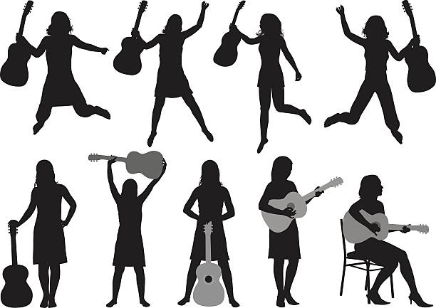 Acoustic Guitar  guitar silhouettes stock illustrations