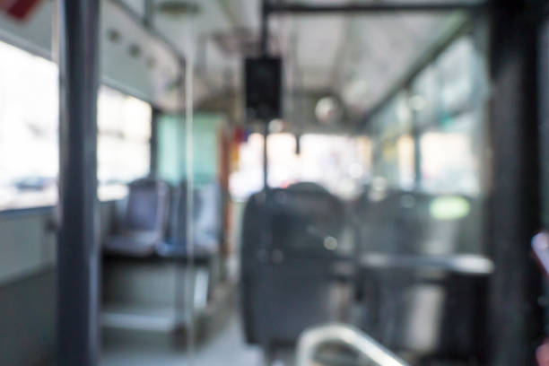 istock Abstract blurred .interior of  city bus 911971582