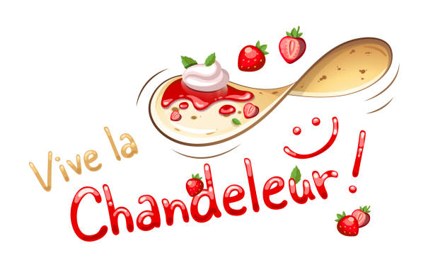 illustrations, cliparts, dessins animés et icônes de candlemas heureux en français : vive la chandeleur - chandeleur