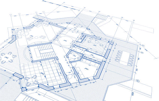 projekt architektoniczny plan domu - blueprint stock illustrations