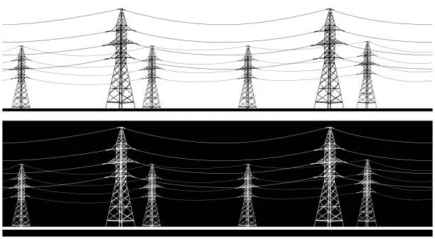Vector illustration of Panoramic high voltage