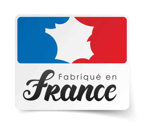«made in france» auf französisch: fabriqué en france - making stock-grafiken, -clipart, -cartoons und -symbole