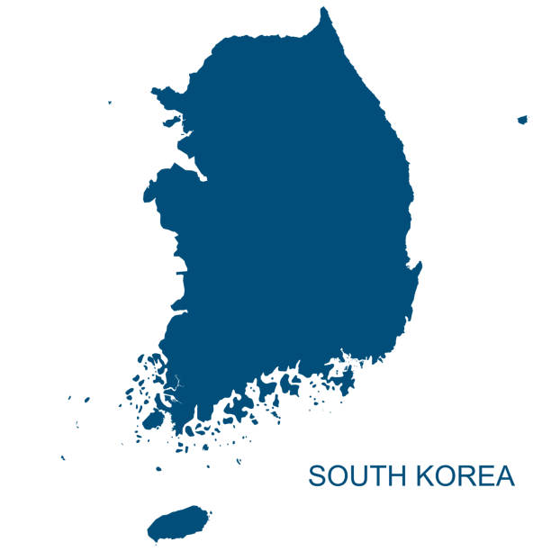 illustrations, cliparts, dessins animés et icônes de contour de vector corée du sud - korean peninsula