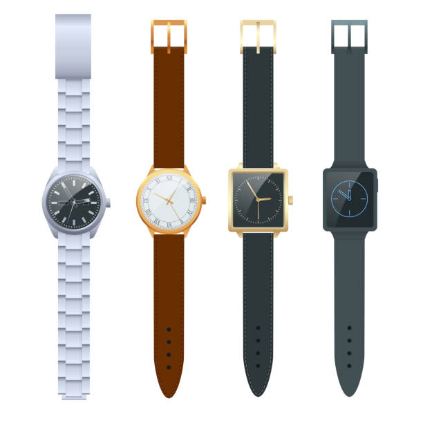 istock Time on a wrist watch. Vector Set of men s watches. Classic watches isolated on white vector set. 911977650