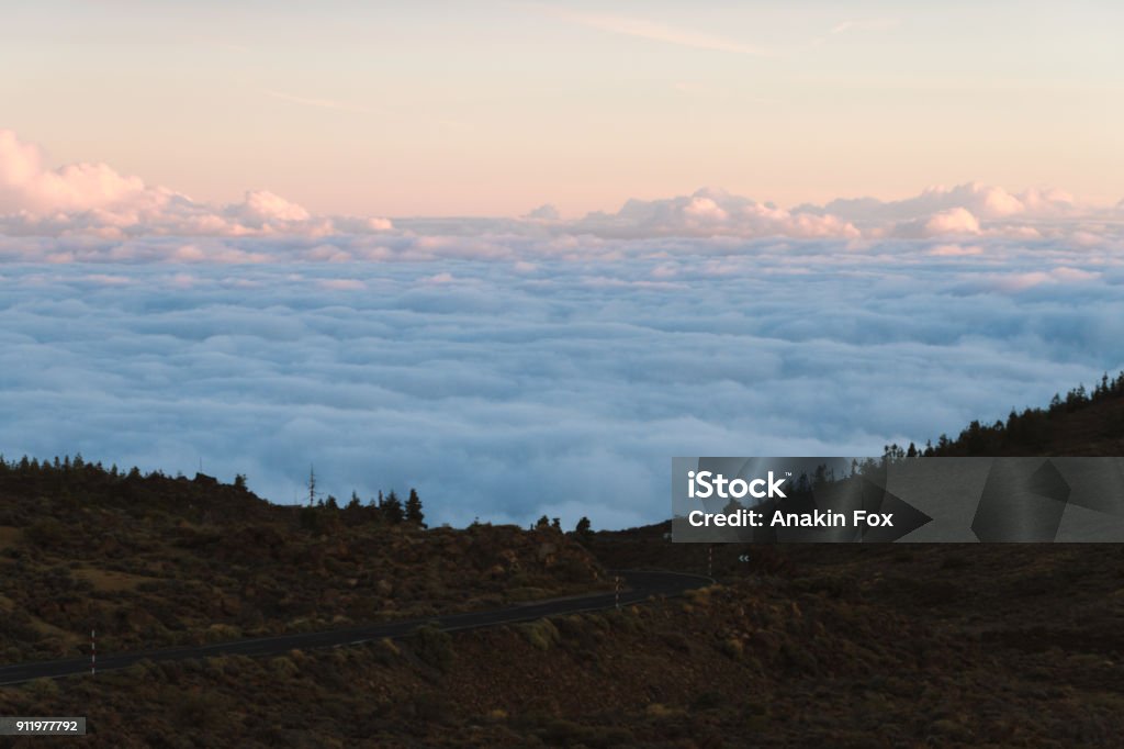Desert Inversion Empty Road Above Cloud Inversion In Desert Landscape While Sunrise ...
