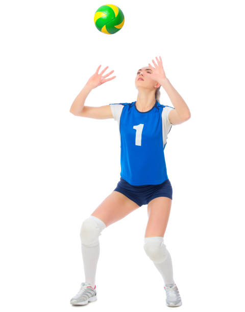 istock Woman volleyball player isolated (version with ball) 911977818