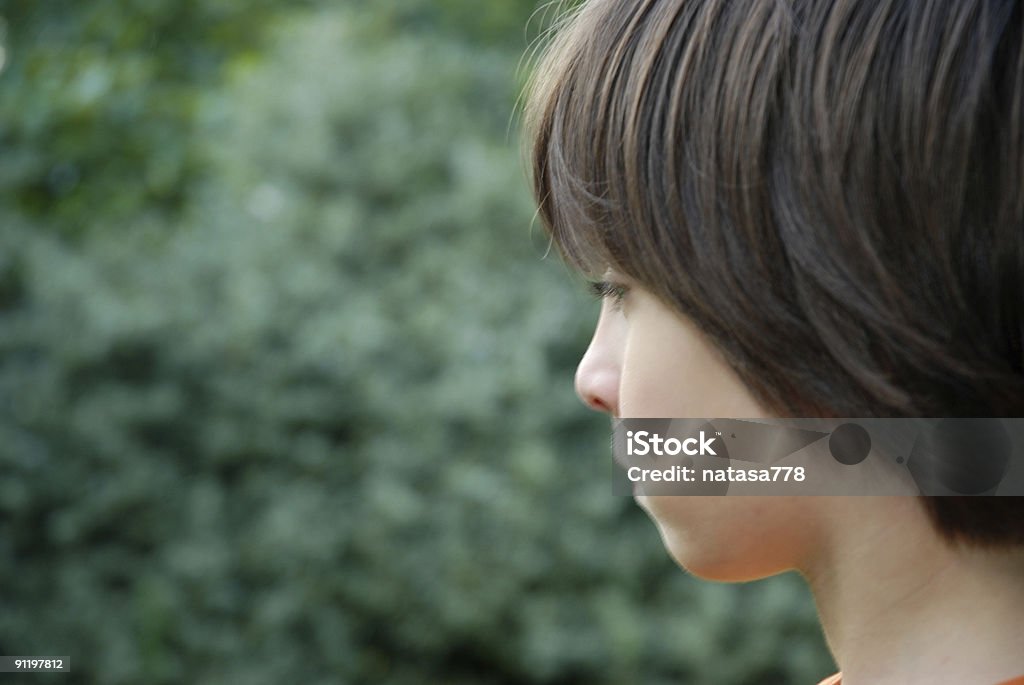 Profile of a dark haired boy  Child Stock Photo