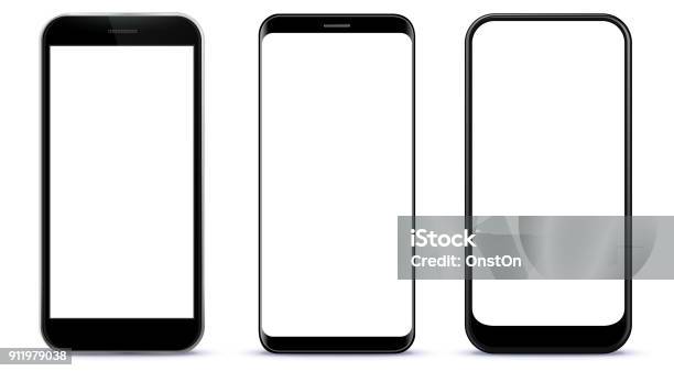 Illustrazione Vettoriale Di Smartphone Neri - Immagini vettoriali stock e altre immagini di Smart phone - Smart phone, Telefono cellulare, Modello - Mezzo d'informazione