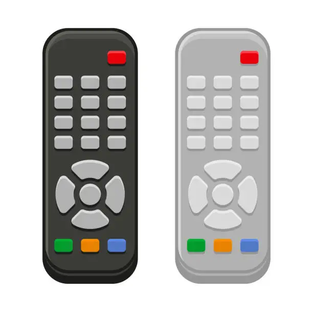 Vector illustration of TV Remote Control in Black and White Design. Vector