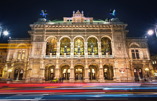 Famous State Opera in Vienna Austria at night.2017