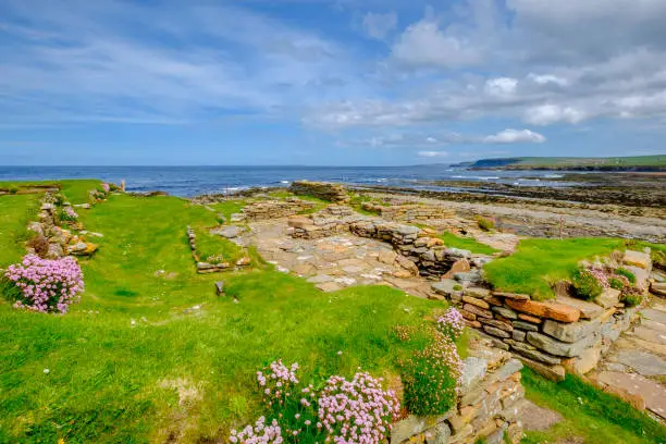 The Brough of Birsay preserves the remains of ancient civilizations that from the 7th to the 13th centuries AD inhabited the Orkney islands, Scotland