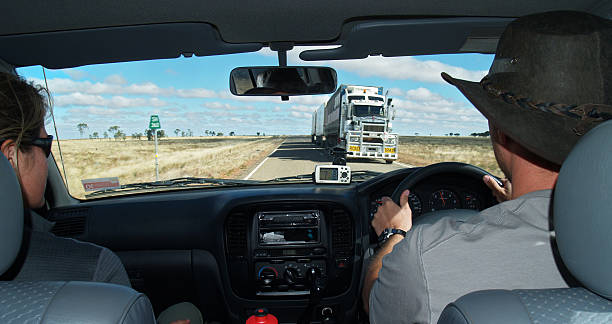 Road Train in Central Australia stock photo