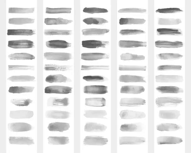 Vector illustration of Collection of vector transparent brush strokes for imitation of watercolor drawing.