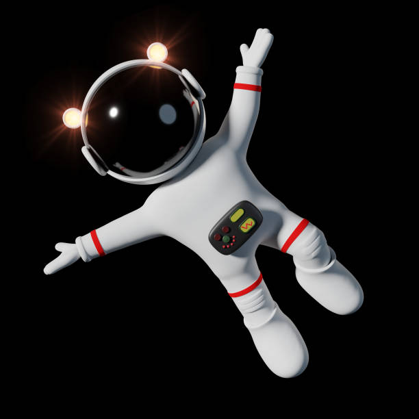 istock cute cartoon astronaut in white space suit is happy in zero gravity space (3d render, isolated on black background) 911999810
