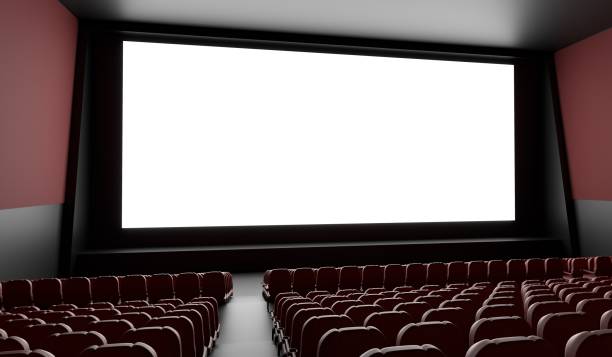 istock Blank screen in empty cinema hall. 3D rendered illustration. 912000288