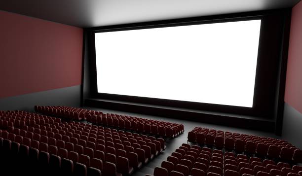 istock Blank screen in empty cinema hall. 3D rendered illustration. 912000316