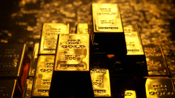 Gold bars stock photo
