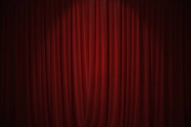 istock Red curtains in theatre background. 3D rendered illustration. 912000420