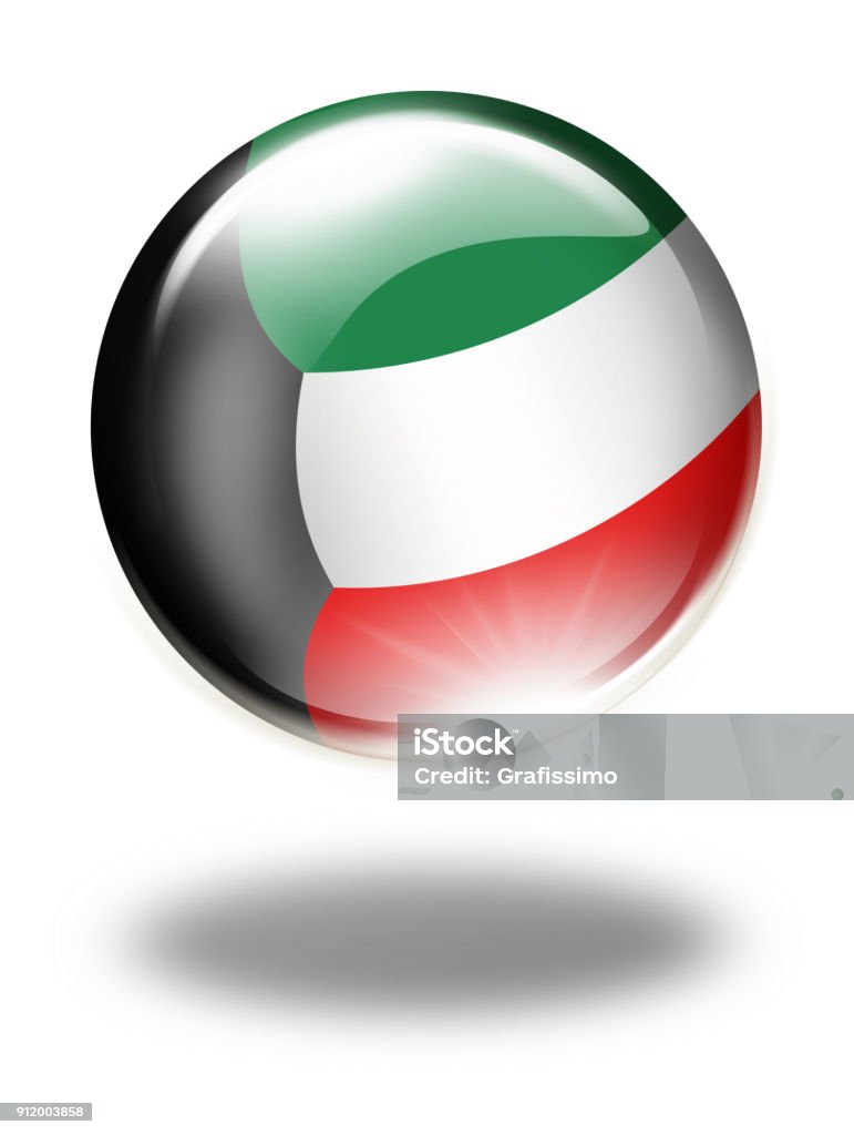 Kuwait Button Kuwait Button With Kuwaiti Flag Isolated On White Stock Illustration ...