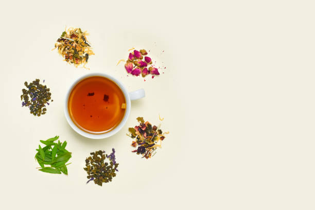 istock Cup of tea, placer of dry fruit tea 912007162