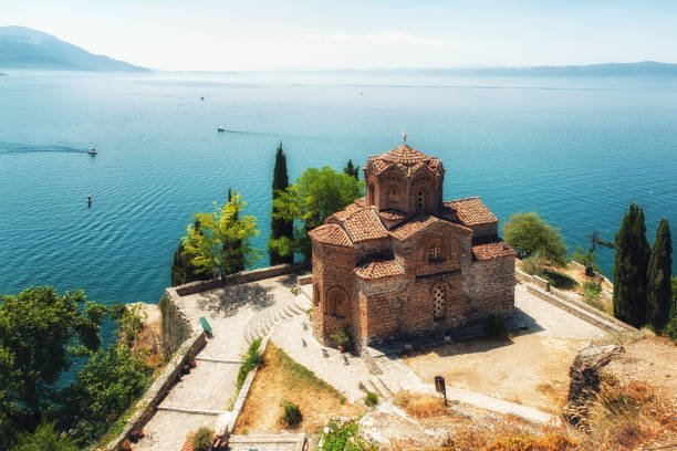 Church of St. John of Kanevo in Ohrid, Macedonia stock photo