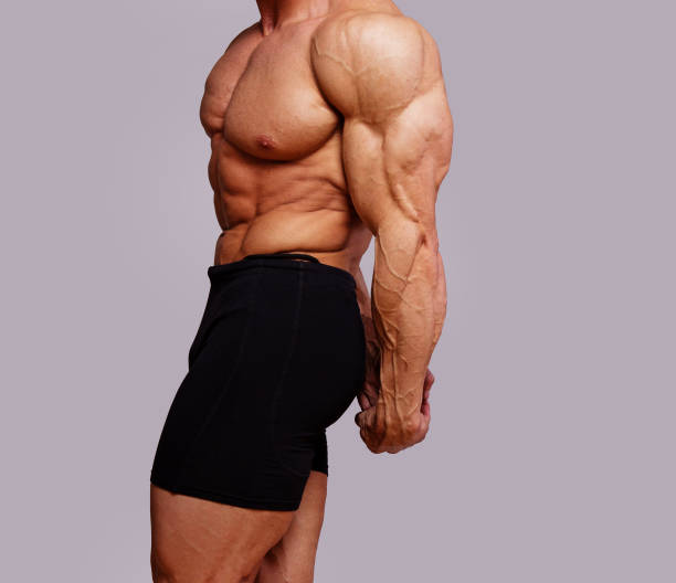 istock Portrait of muscle man posing in studio 912012100