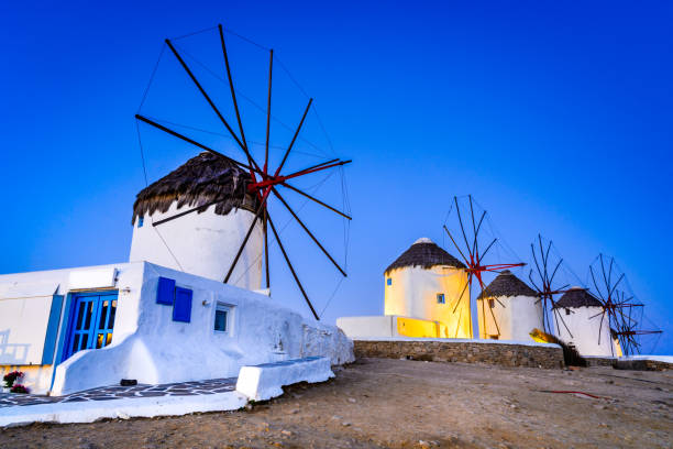 istock Mykonos, Kato Mili windmill, Greece 912012196
