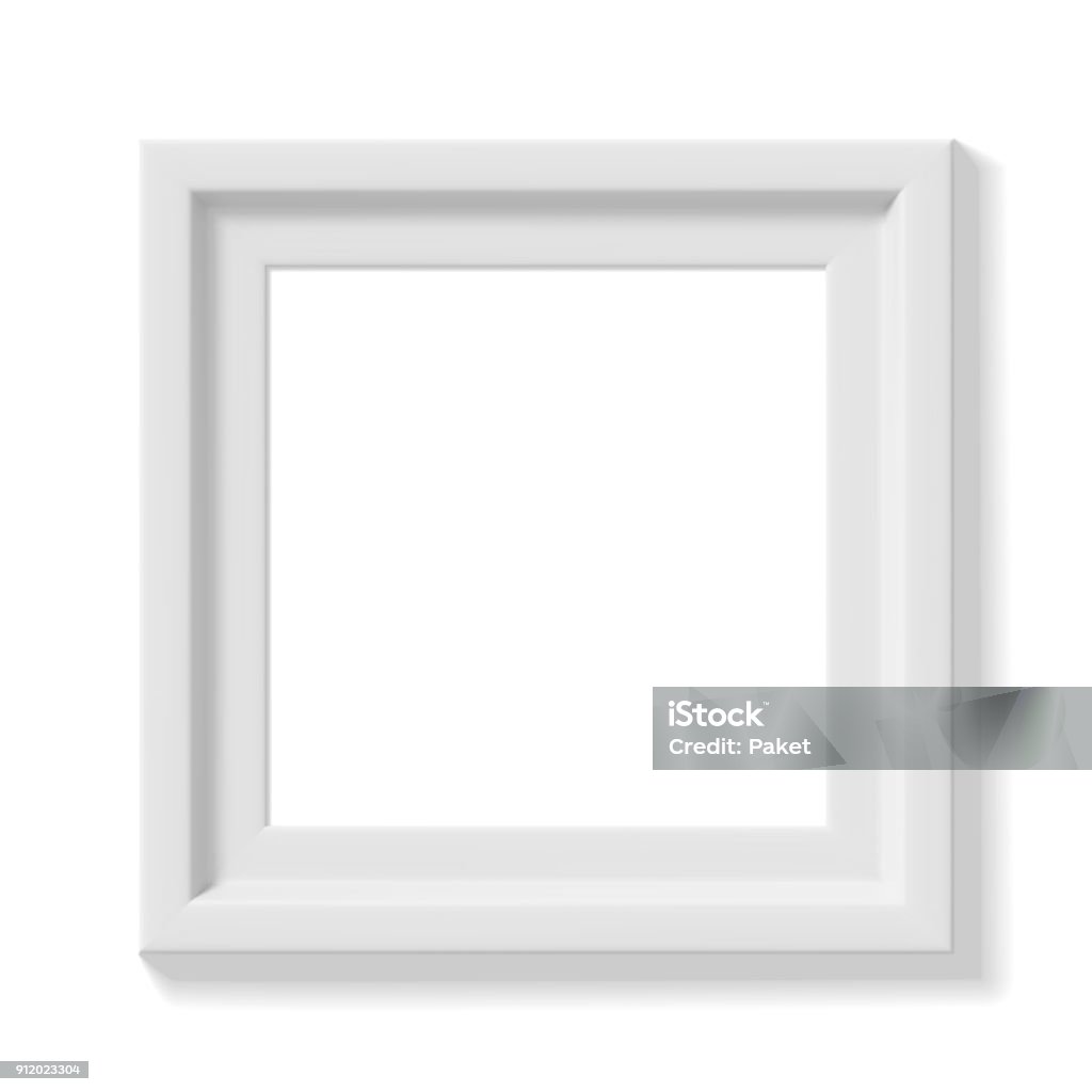 White square picture frame White square picture frame. Wide frame or small picture. Minimalistic photo realistic frame. Graphic design element for scrapbooking, art work presentation, web, flyers, posters. Vector illustration. Picture Frame stock vector