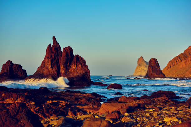 nature background of Benijo Beach in Tenerife.