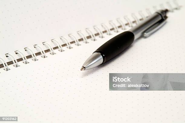 Pen On Notebook Stock Photo - Download Image Now - Backgrounds, Ballpoint Pen, Black Color