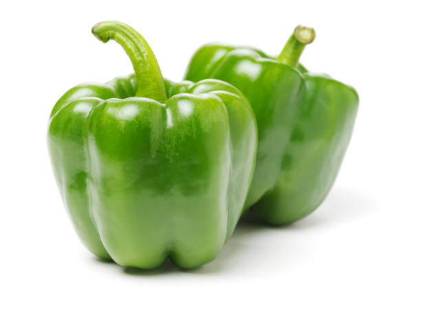 istock Isolated green capsicum couple on the white background 912035830