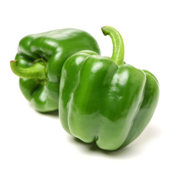 istock Isolated green capsicum couple on the white background 912036466