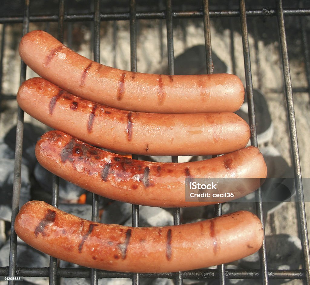 Four Hot Dogs  Grilled Stock Photo