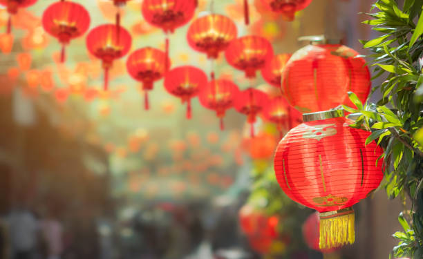 Chinese new year lanterns in chinatown Chinese new year lanterns in chinatown anhui province stock pictures, royalty-free photos & images