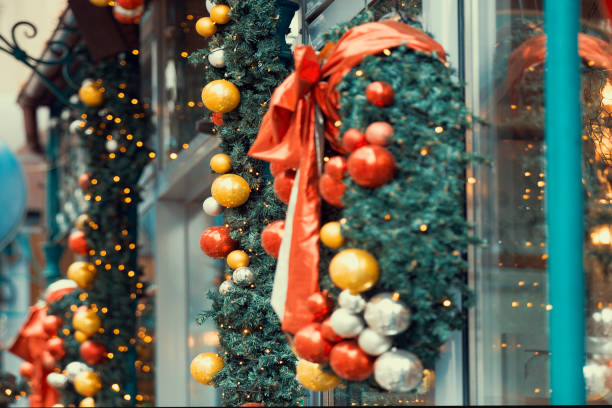 Christmas decorations on the shop window