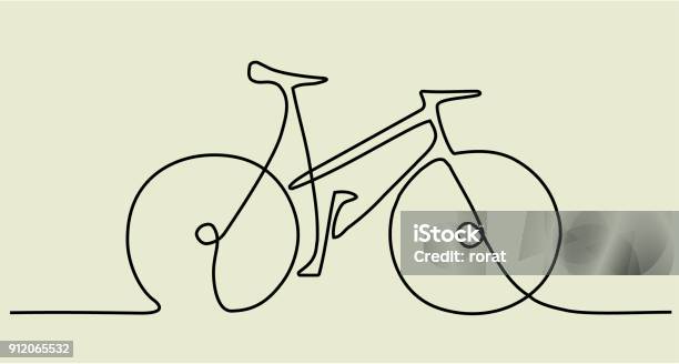 Abstract One Line Drawing With Bike Stock Illustration - Download Image Now - Bicycle, Cycling, Line Art