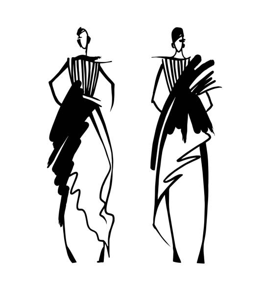 sketh (własno) - sketch fashion mannequin illustration and painting stock illustrations