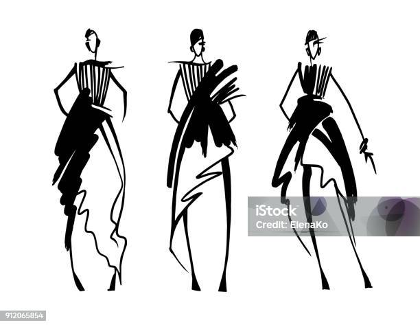 Sketh Stock Illustration - Download Image Now - Fashion, Sketch, Dress