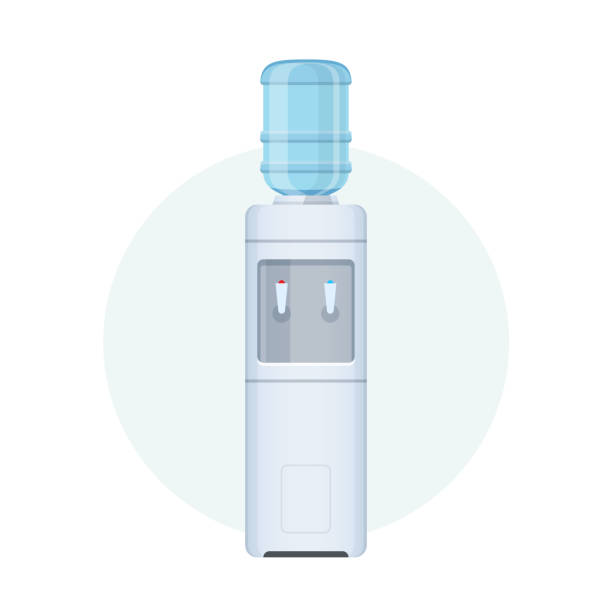 illustrazioni stock, clip art, cartoni animati e icone di tendenza di refrigeratore d'acqua per ufficio e casa. ufficio bottiglie, plastica, liquido - water cooler illustrations