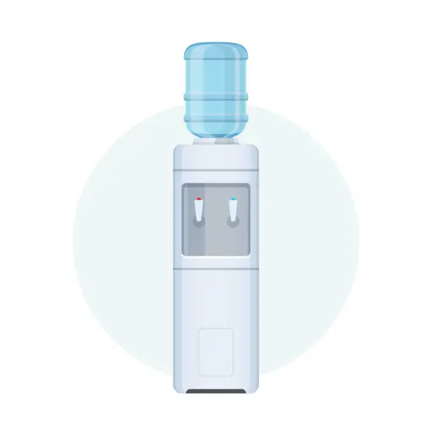 Vector illustration of Water cooler for office and home. Bottle office, plastic, liquid
